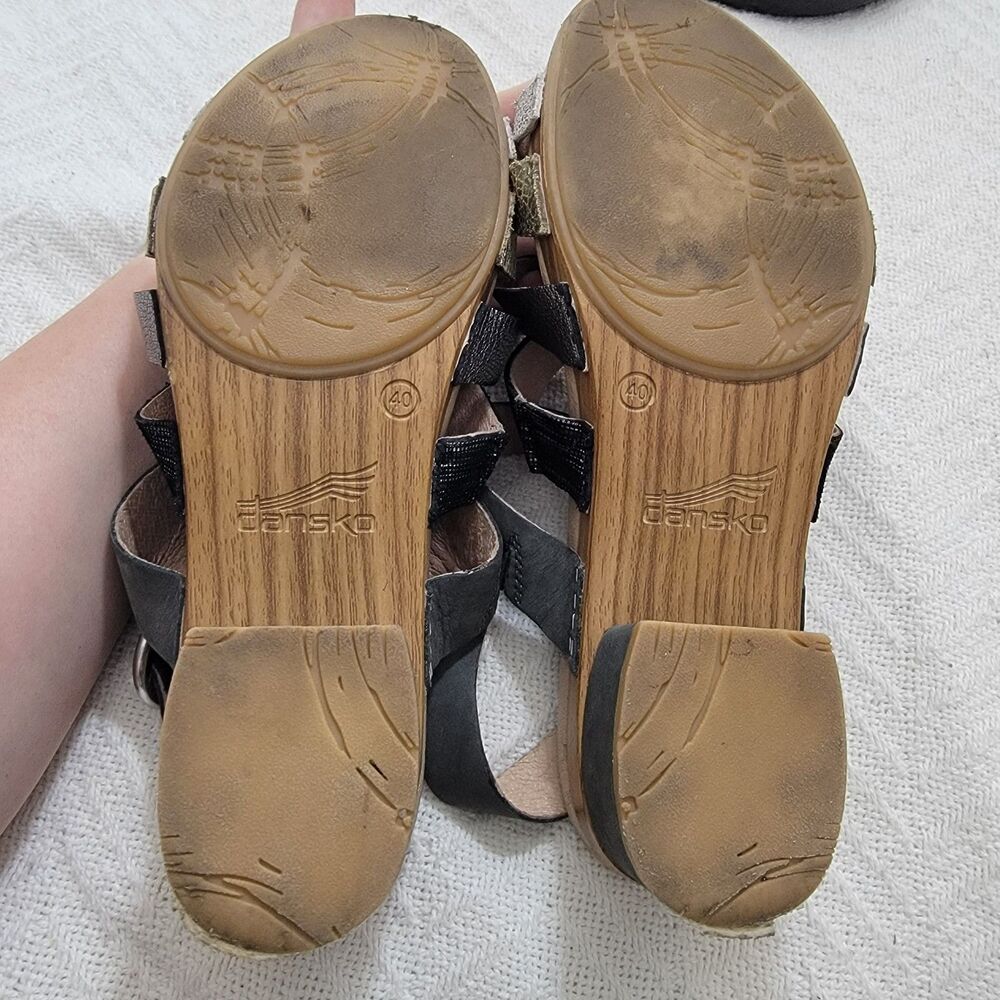 Dansko Multi-strap Metallic and Black Block Heel Sandals - Picture 8 of 16